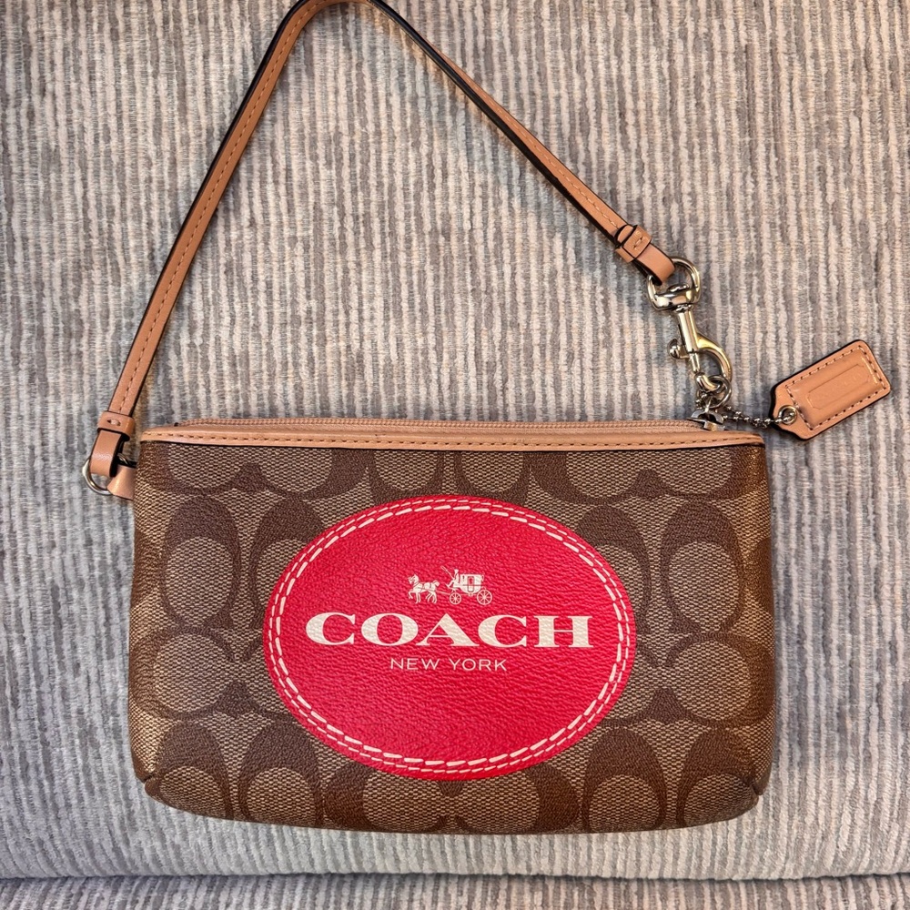 Coach Signature C Red Patch Wristlet Y2K
